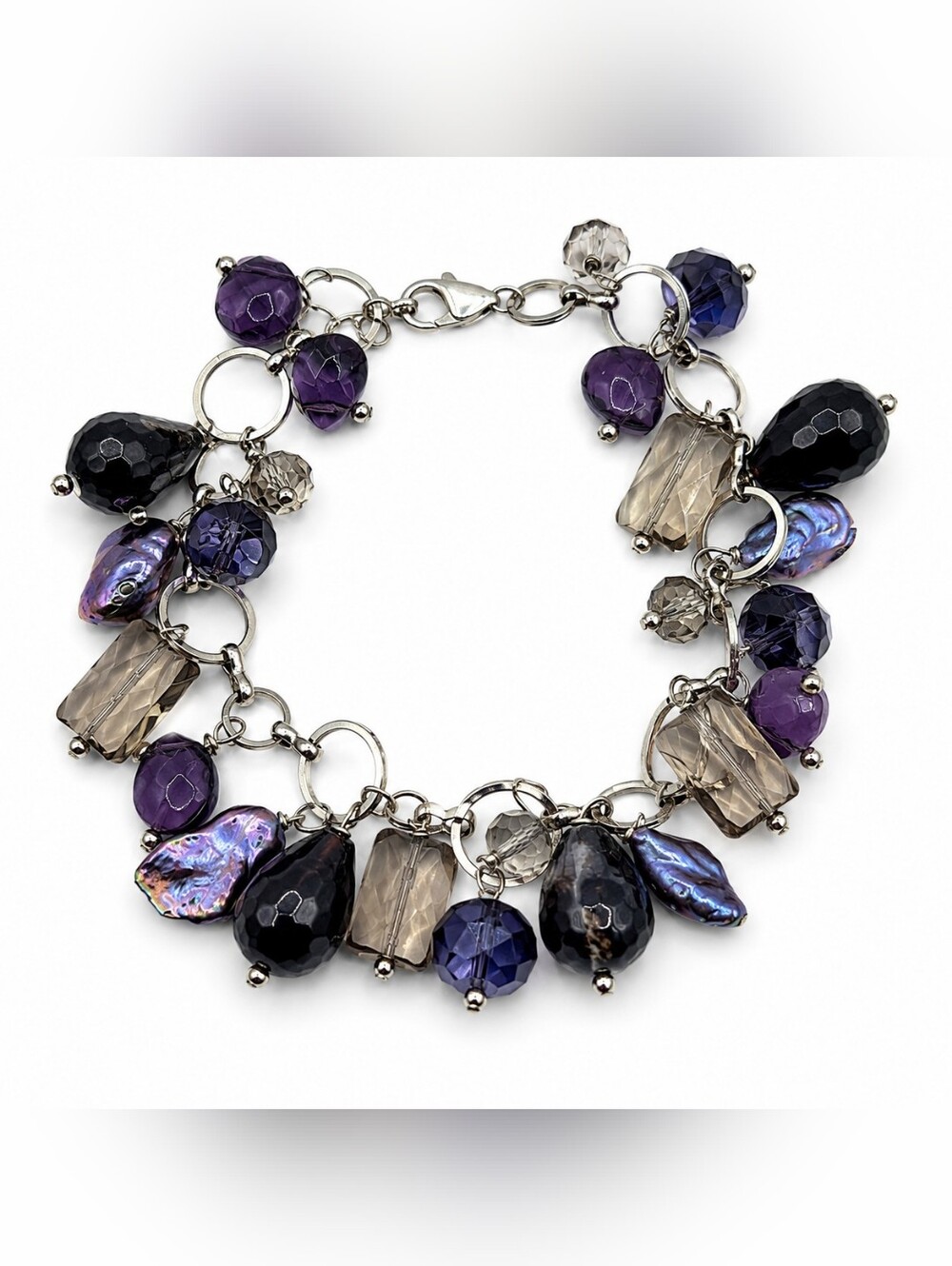 Artisan Charm Bracelet with Baroque Freshwater Pearls & Crystal Beads